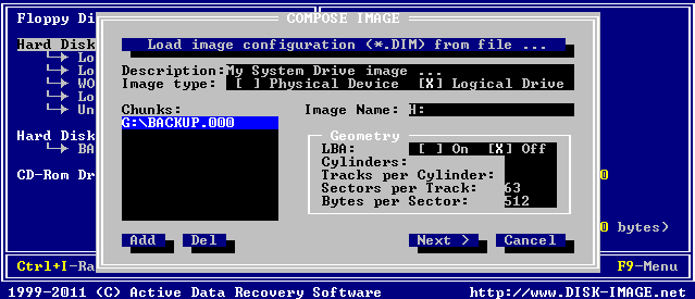Active@ Disk Image for DOS. Disk Image restoration 3