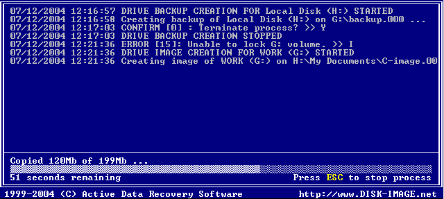 Disk backup DOS
