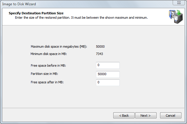 Specifying Partition Size Specifying Partition Size
