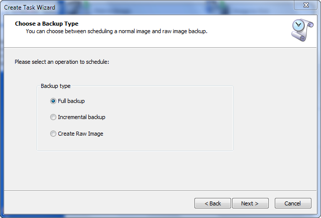 Choose a Backup Type Choose a Backup Type